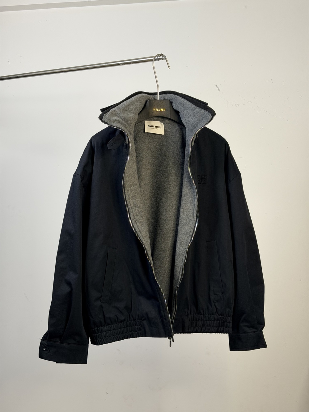 🖤Miu Miu Reversible Stand Collar Zip Jacket